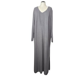YOO | NA Gray V Neck Ribbed Dress 3XL